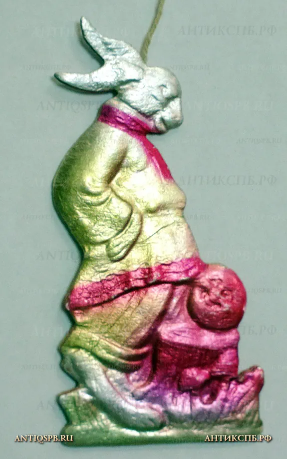 Елочная игрушка картонная "Заяц и колобок". СССР. №20385.12